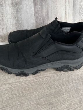 Merrell Moab Adventure 3 Moc Hiking Shoes Mens 12 Black Leather Slip On Outdoors